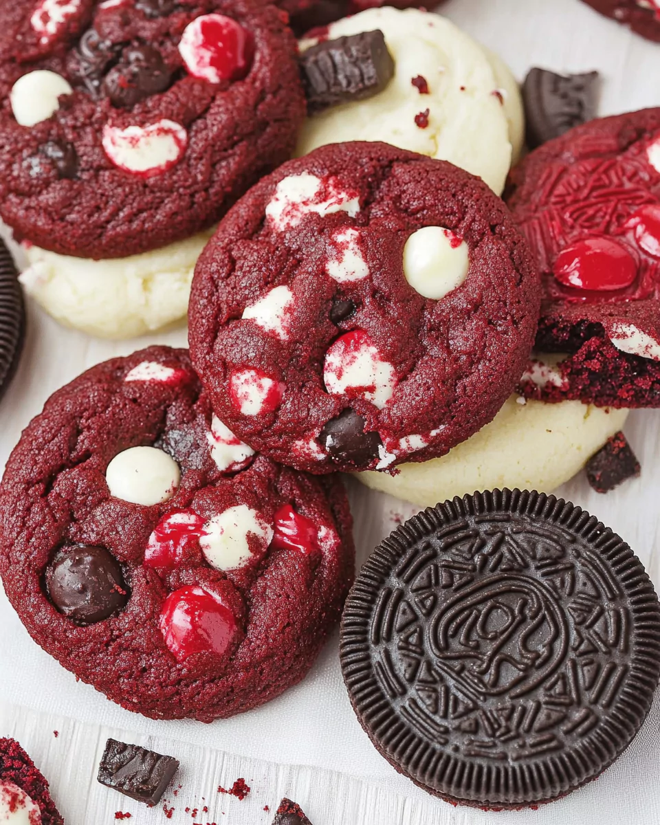 Crushed Oreo Red Velvet Cookies