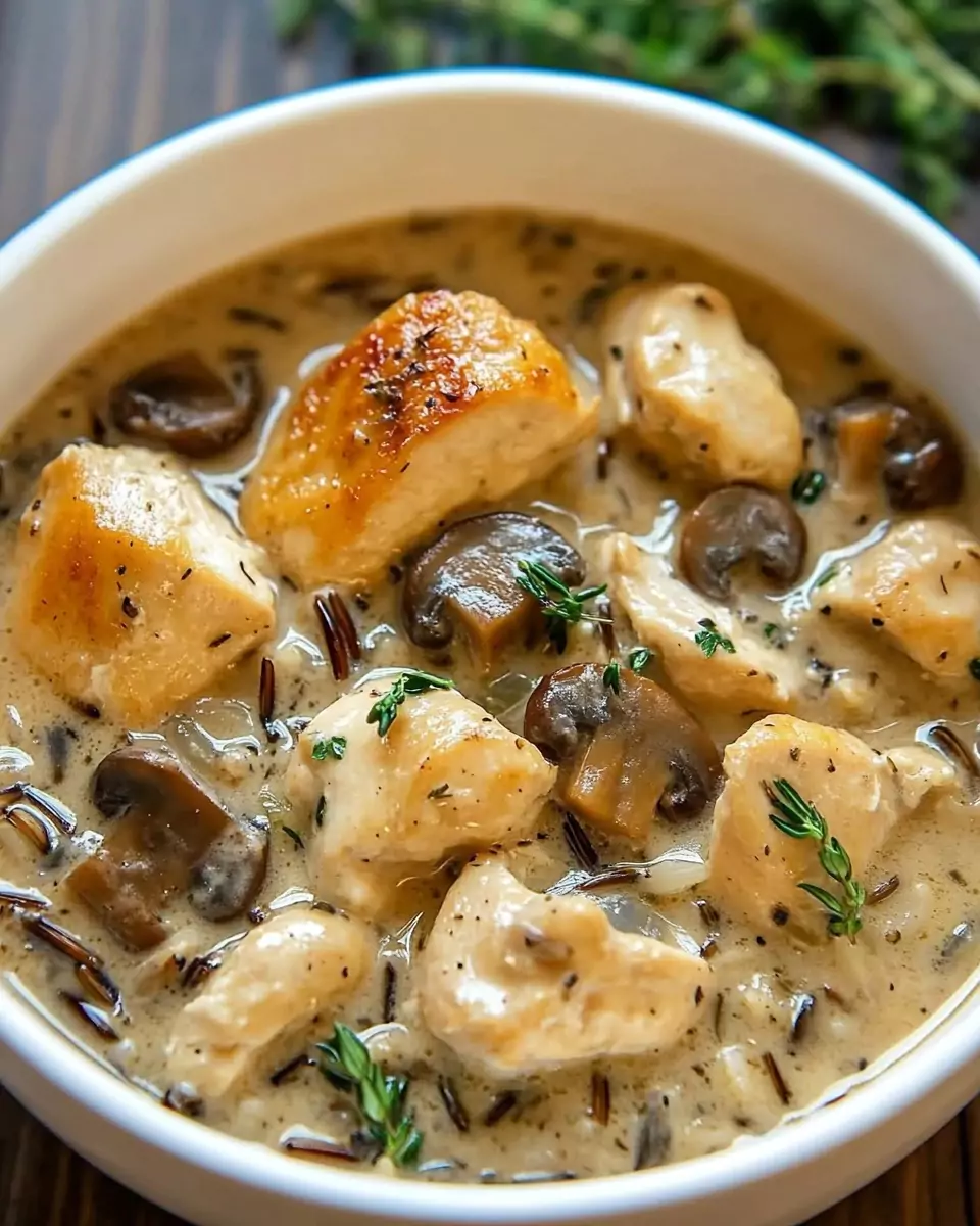 Creamy Mushroom Chicken and Wild Rice Soup