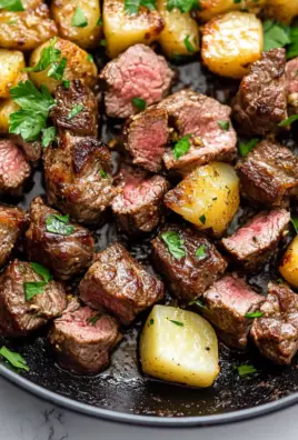 Garlic Butter Steak Bites and Potatoes