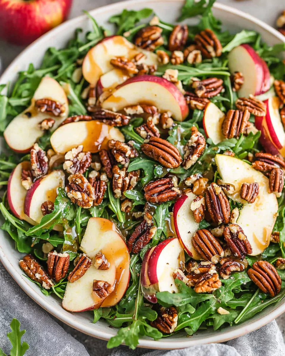 Apple Arugula Salad with Maple Pecans