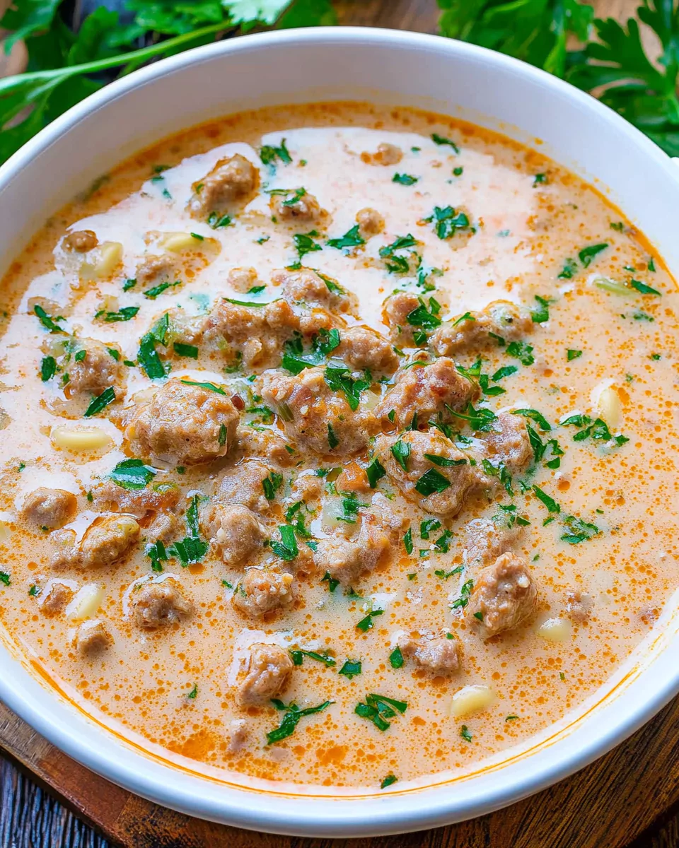 Creamy Parmesan Italian Sausage Ditalini Soup