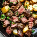 Garlic Butter Steak Bites and Potatoes