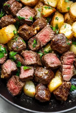 Garlic Butter Steak Bites and Potatoes