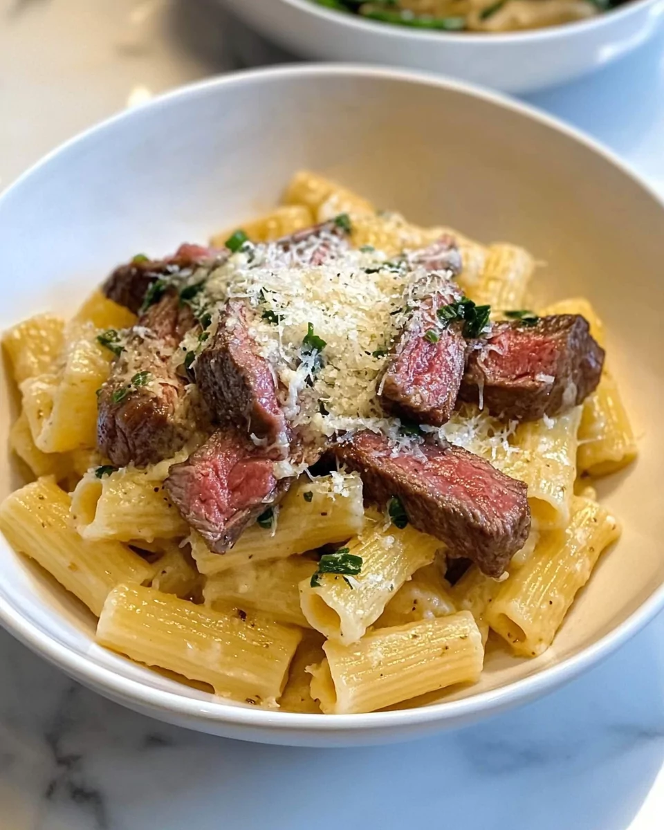 Garlic Parmesan Steak Pasta