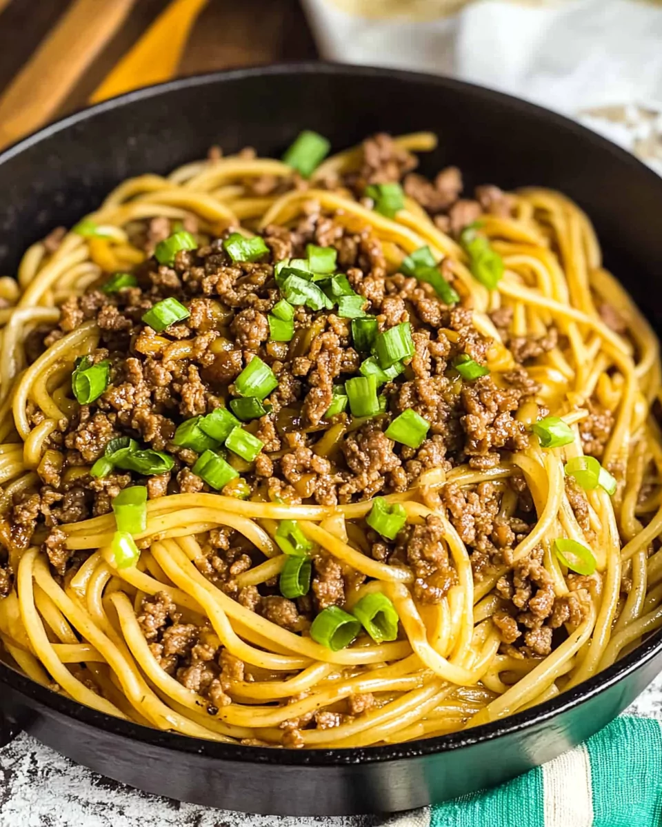 Ground Beef Mongolian Noodles