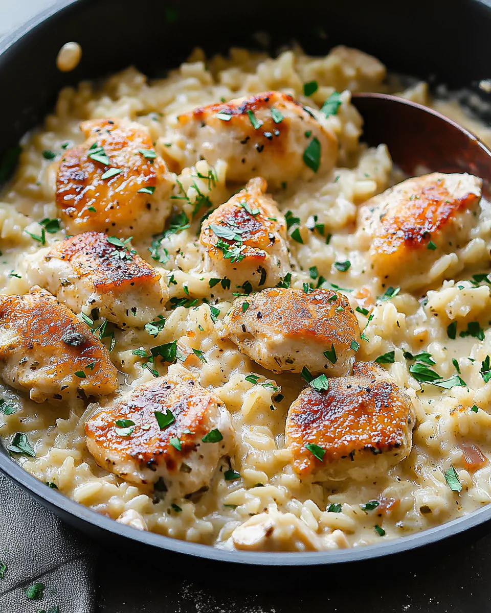 One-Pan Creamy Parmesan Chicken & Rice