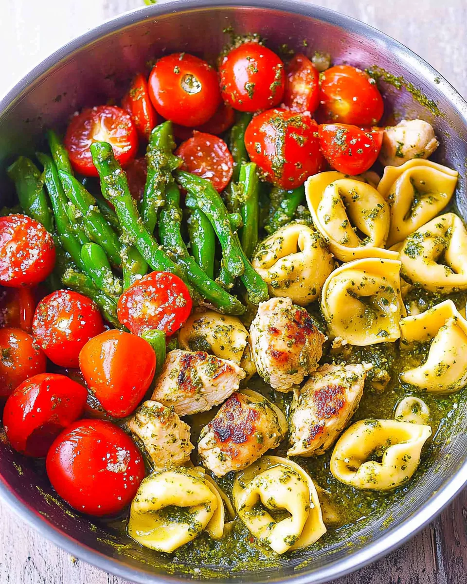 Pesto Chicken Tortellini and Veggies