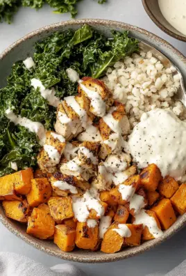 Roasted Chicken, Sweet Potato, and Kale Bowls