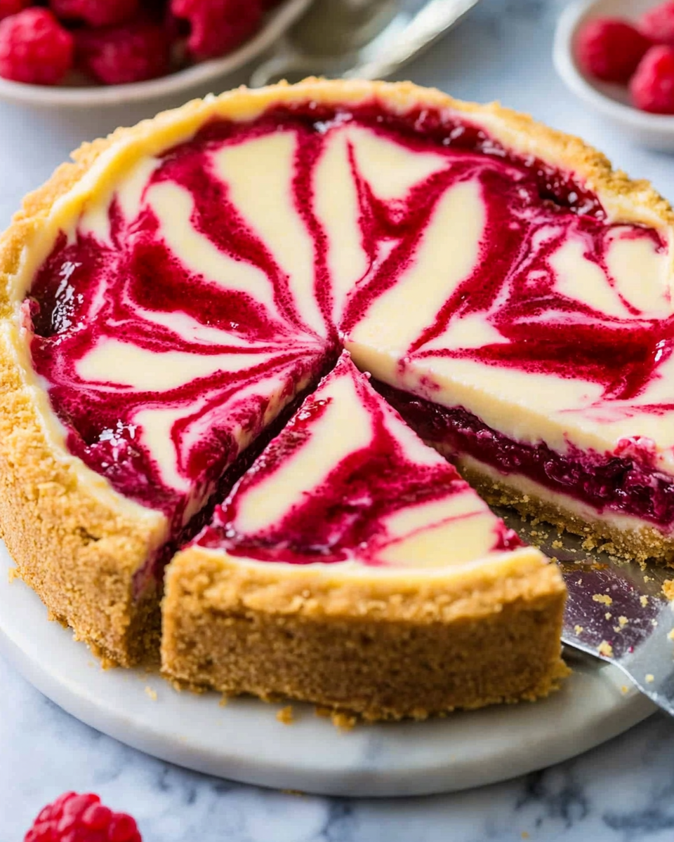 Raspberry Swirl Lemon Cheesecake