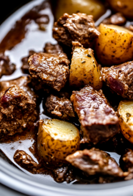 Slow Cooker Garlic Butter Beef Bites & Potatoes