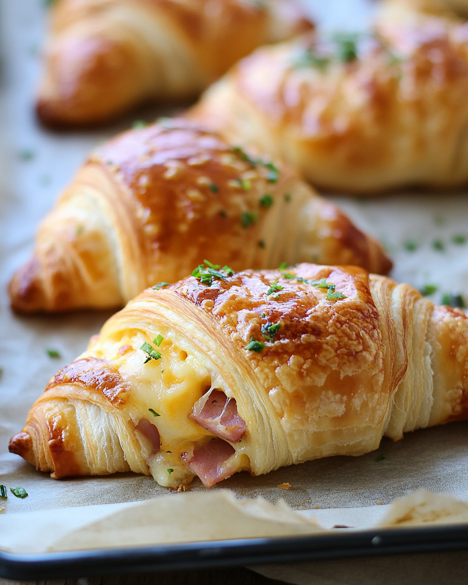 Baked Ham and Cheese Croissants