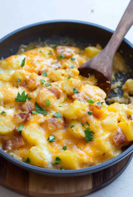 Cheesy Potato Egg Scramble