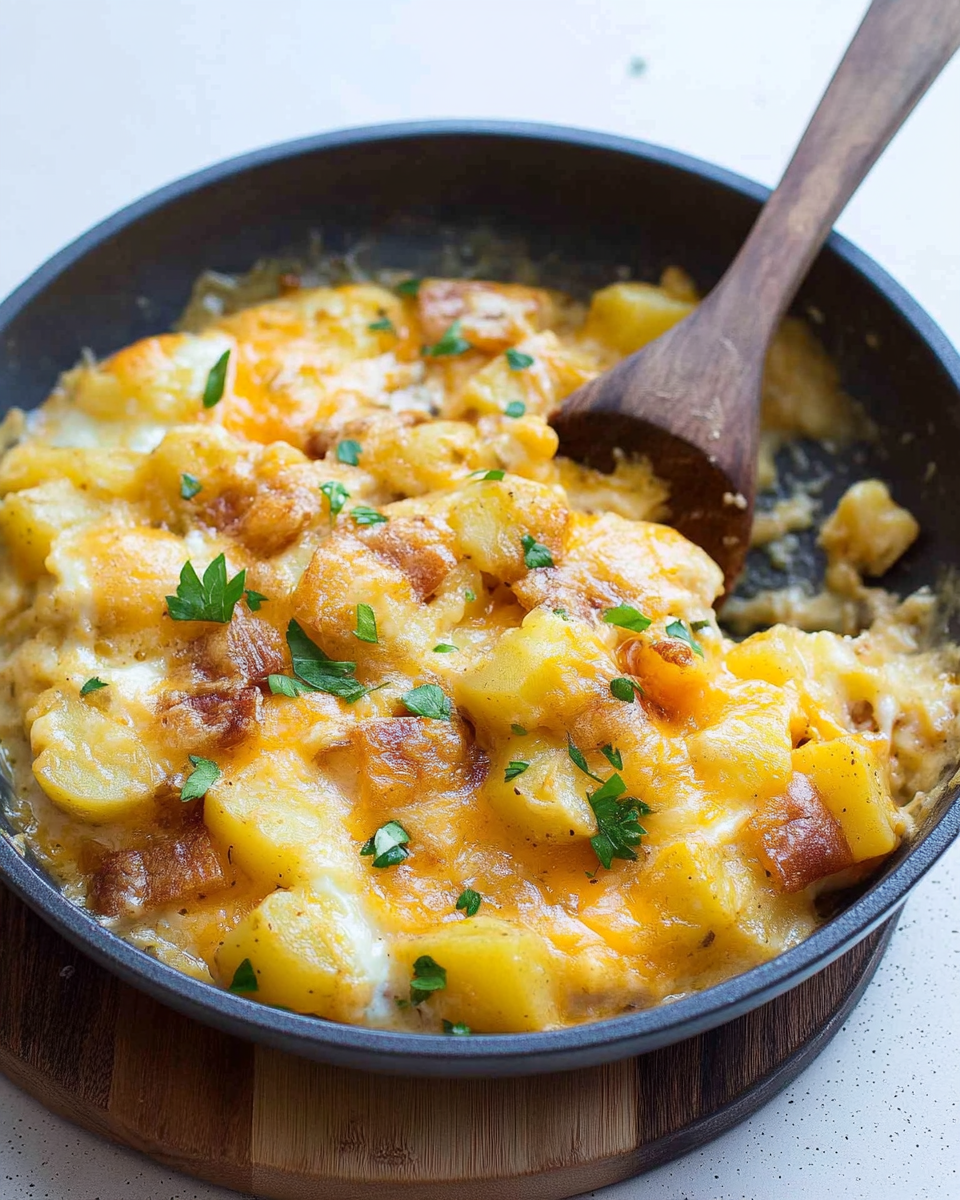Cheesy Potato Egg Scramble