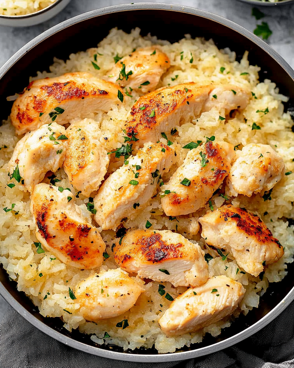 Chicken Scampi with Garlic Parmesan Rice