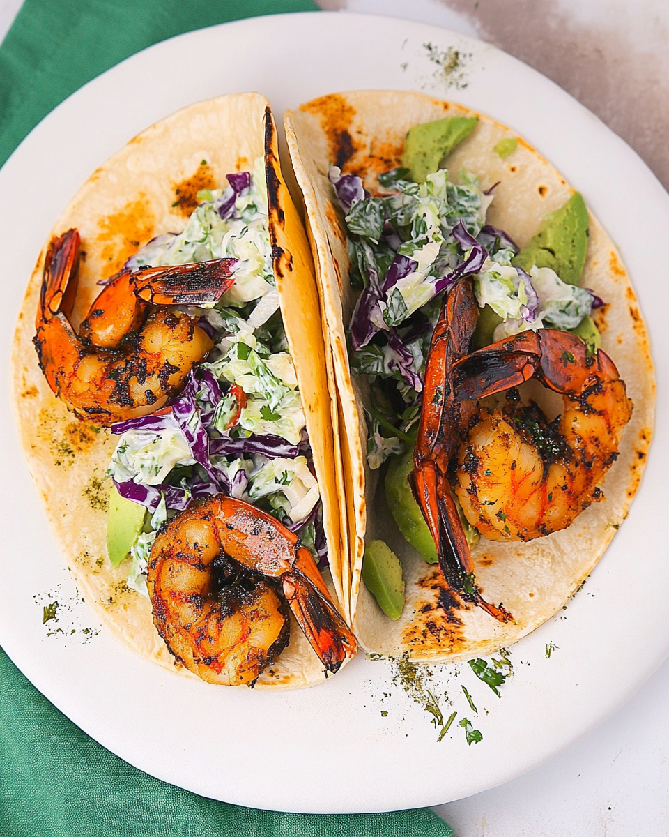 Cilantro Lime Shrimp Tacos with Creamy Slaw