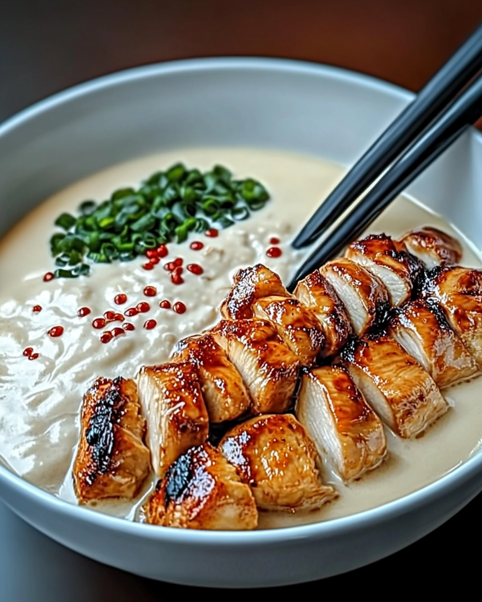 Fiery Chicken Ramen with Creamy Garlic Sauce