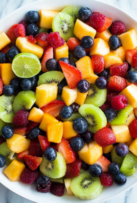 Honey Lime Rainbow Fruit Salad