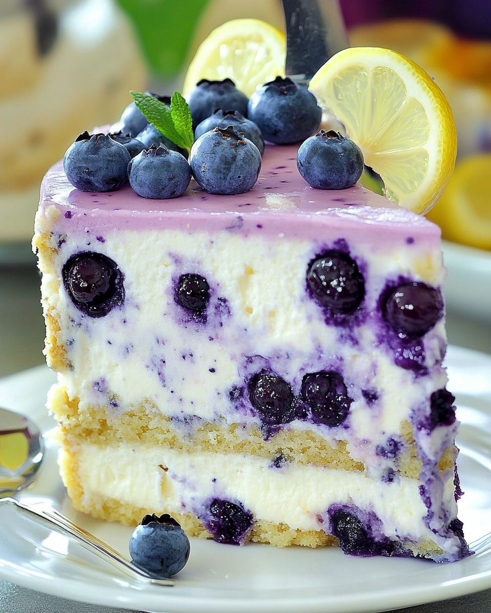 Lemon Blueberry Cheesecake Cake