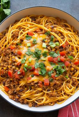 One Pot Taco Spaghetti