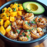Shrimp and Avocado Bowls with Mango Salsa & Lime-Chili Sauce