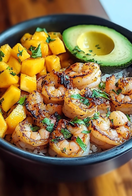 Shrimp and Avocado Bowls with Mango Salsa & Lime-Chili Sauce