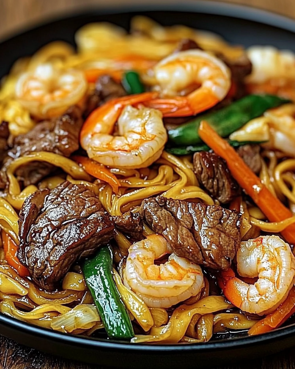Steak & Shrimp Stir-Fried Noodles