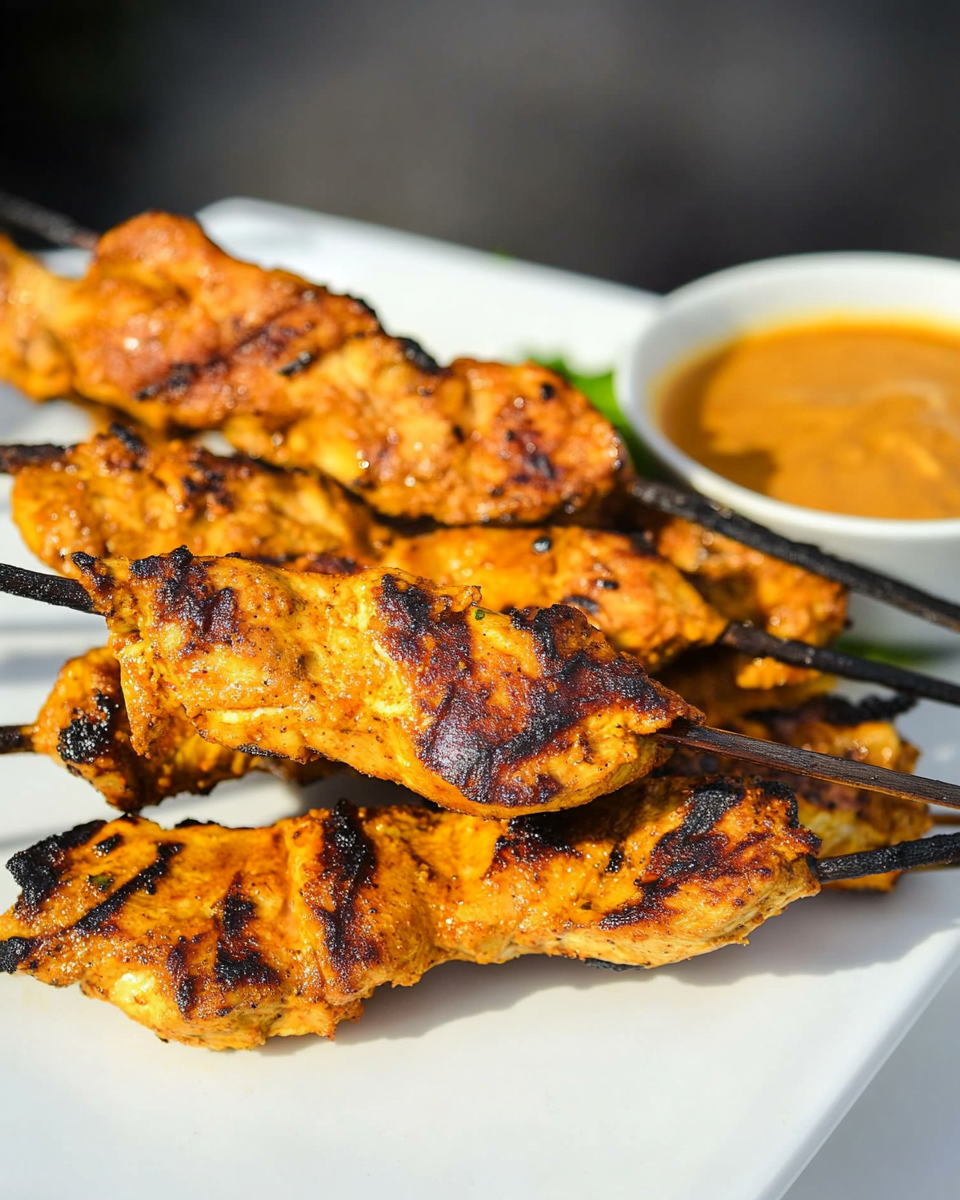Thai Chicken Satay with Spicy Peanut Dipping Sauce