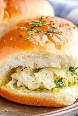Cheesy Garlic Pesto Chicken Sliders