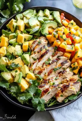 Cilantro Lime Chicken Salad with Mango Avocado Salsa