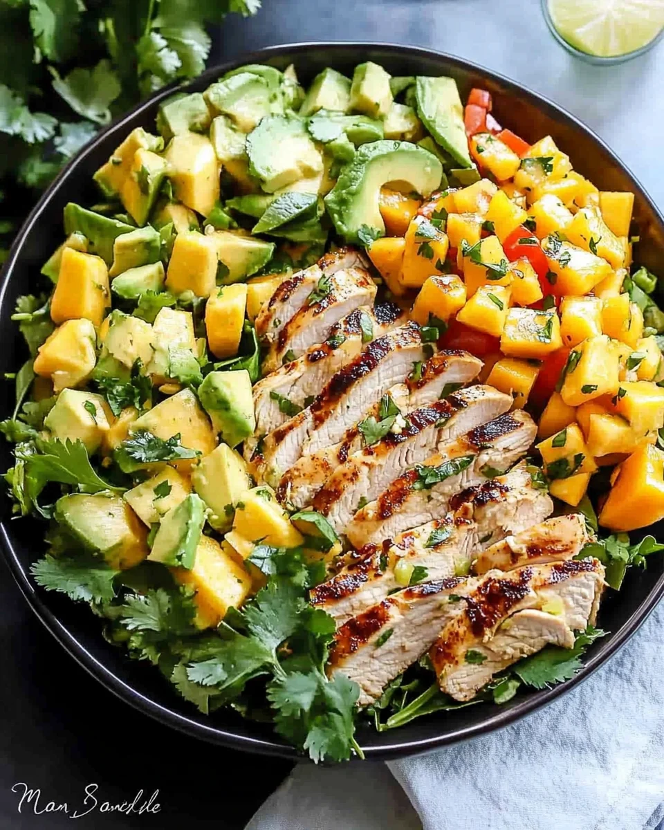 Cilantro Lime Chicken Salad with Mango Avocado Salsa