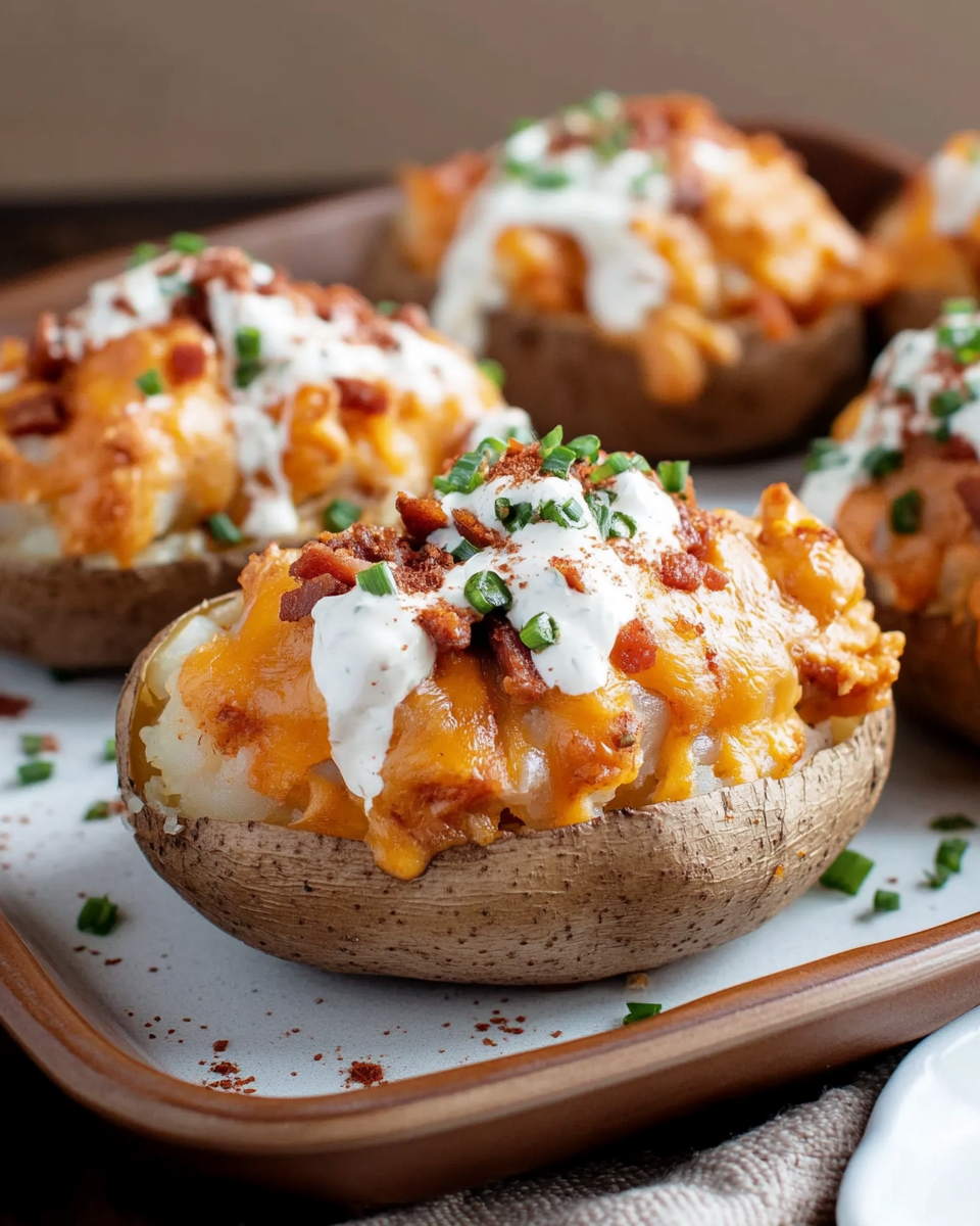 Crack Chicken Stuffed Baked Potatoes