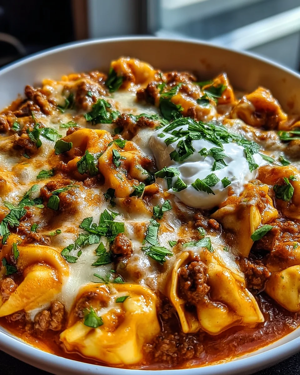 Cheesy Beef Enchilada Tortellini
