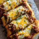 Cheesy Sloppy Joe Garlic Bread