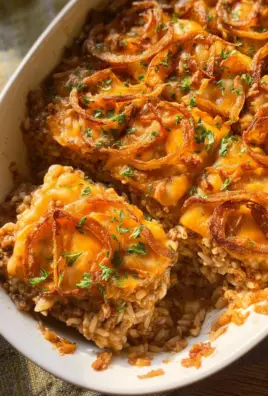 French Onion Ground Beef And Rice Casserole