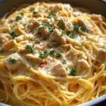 Slow Cooker Amish Cheesy Chicken Spaghetti