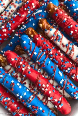 4th of July Chocolate Covered Pretzel Rods