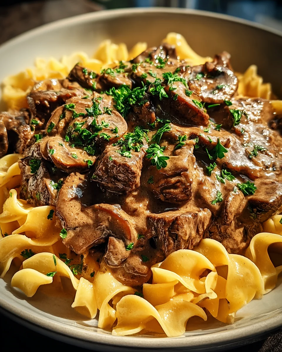 Beef Stroganoff with Egg Noodles