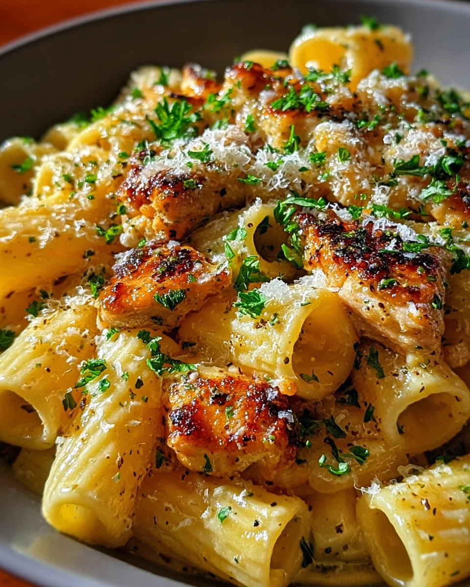 Garlic Butter Chicken with Rigatoni and Parmesan
