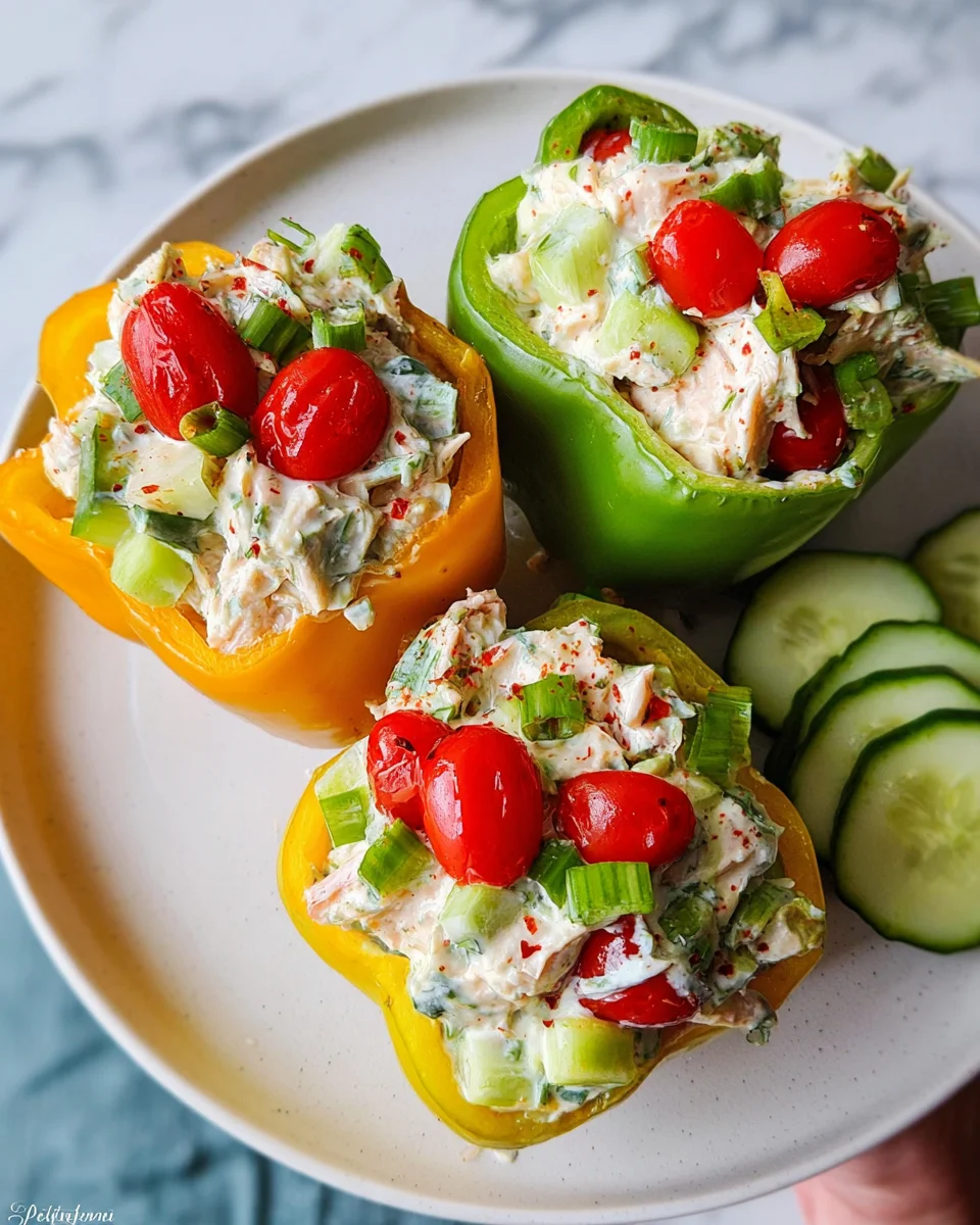 Greek Yogurt Chicken Salad Stuffed Peppers