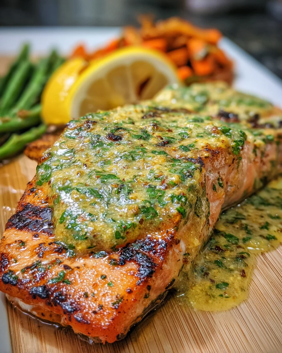 Grilled Salmon with Mustard-Herb Butter