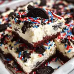 No Bake Fireworks Oreo Cheesecake bars