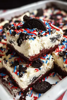 No Bake Fireworks Oreo Cheesecake bars