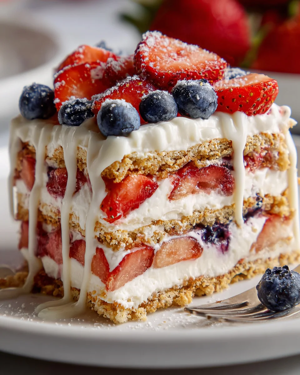 No Bake Icebox Cake with Summer Berries