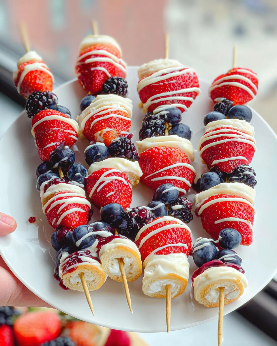 Red, White and Blue Fruit Kabobs