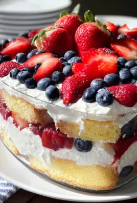 Red, White and Blue Strawberry Shortcake Trifle