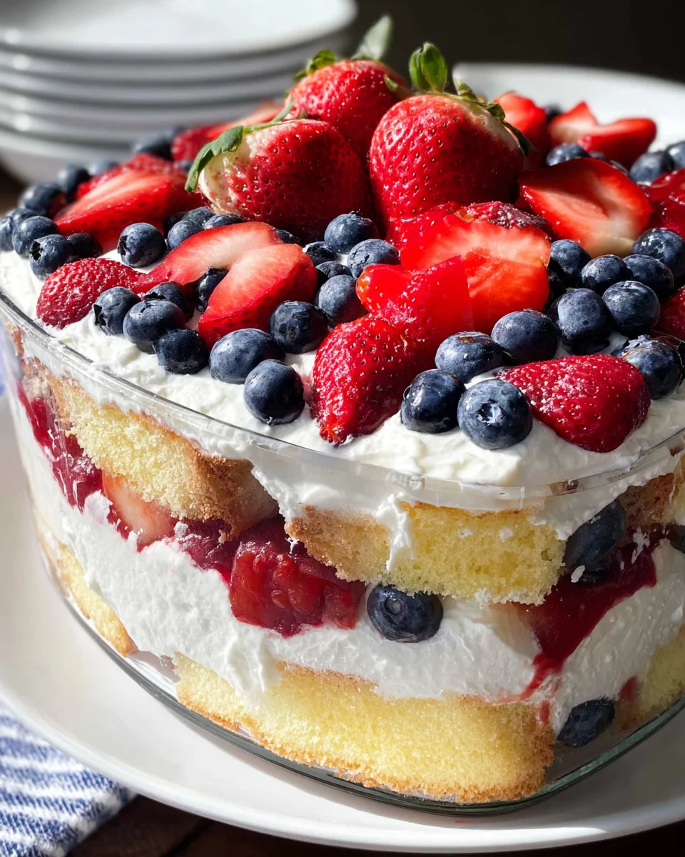 Red, White and Blue Strawberry Shortcake Trifle