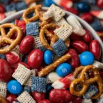 Red, white, and blue snack mix
