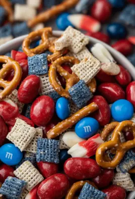 Red, white, and blue snack mix