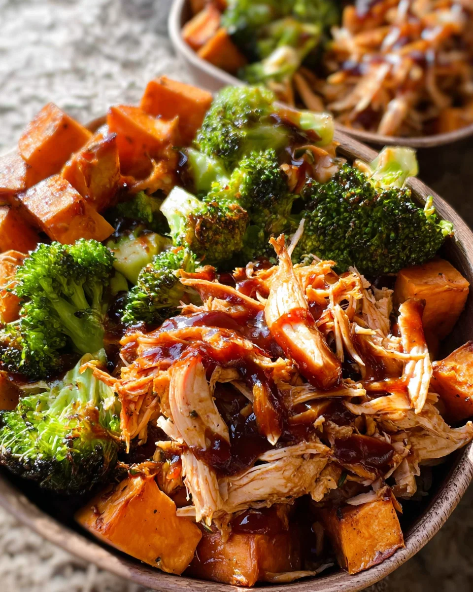 BBQ Chicken & Roasted Sweet Potato Bowls