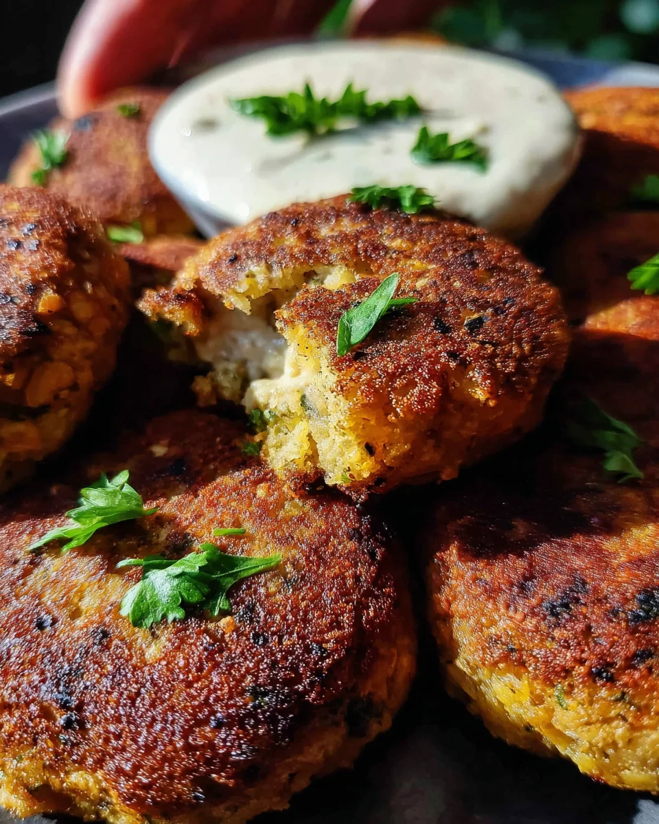 Easy Lentil Patties (with Lemon Tahini Dip)